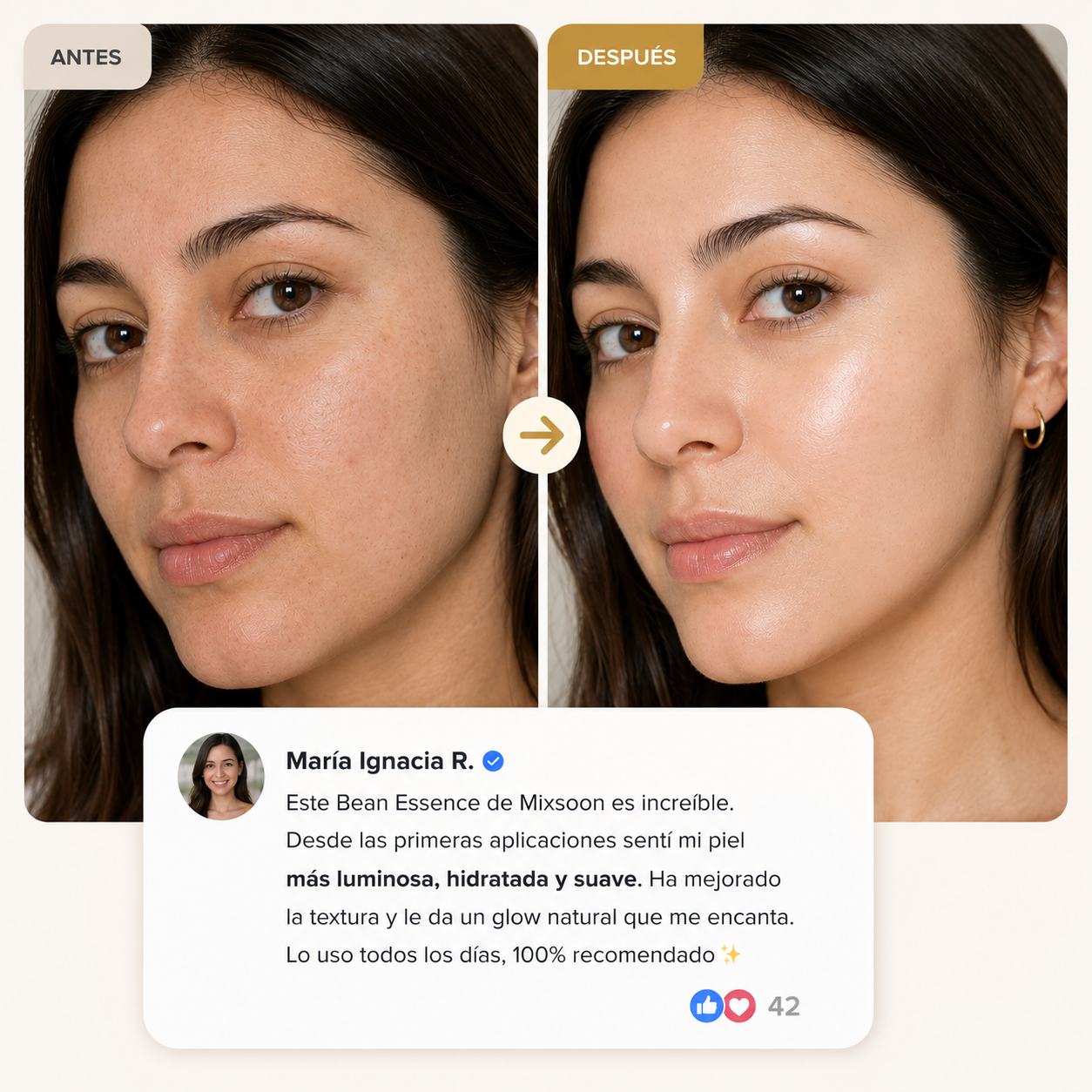 Mixsoon™️ | Bean Essence Coreana para piel suave, luminosa e hidratada