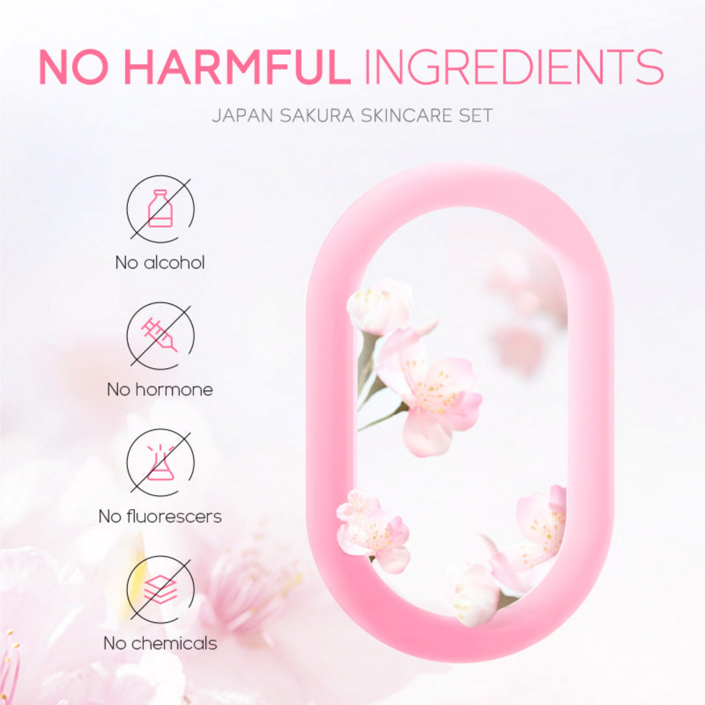 No harmful ingredients, Japanese Sakura skin care set: a gentle and nourishing skincare collection.