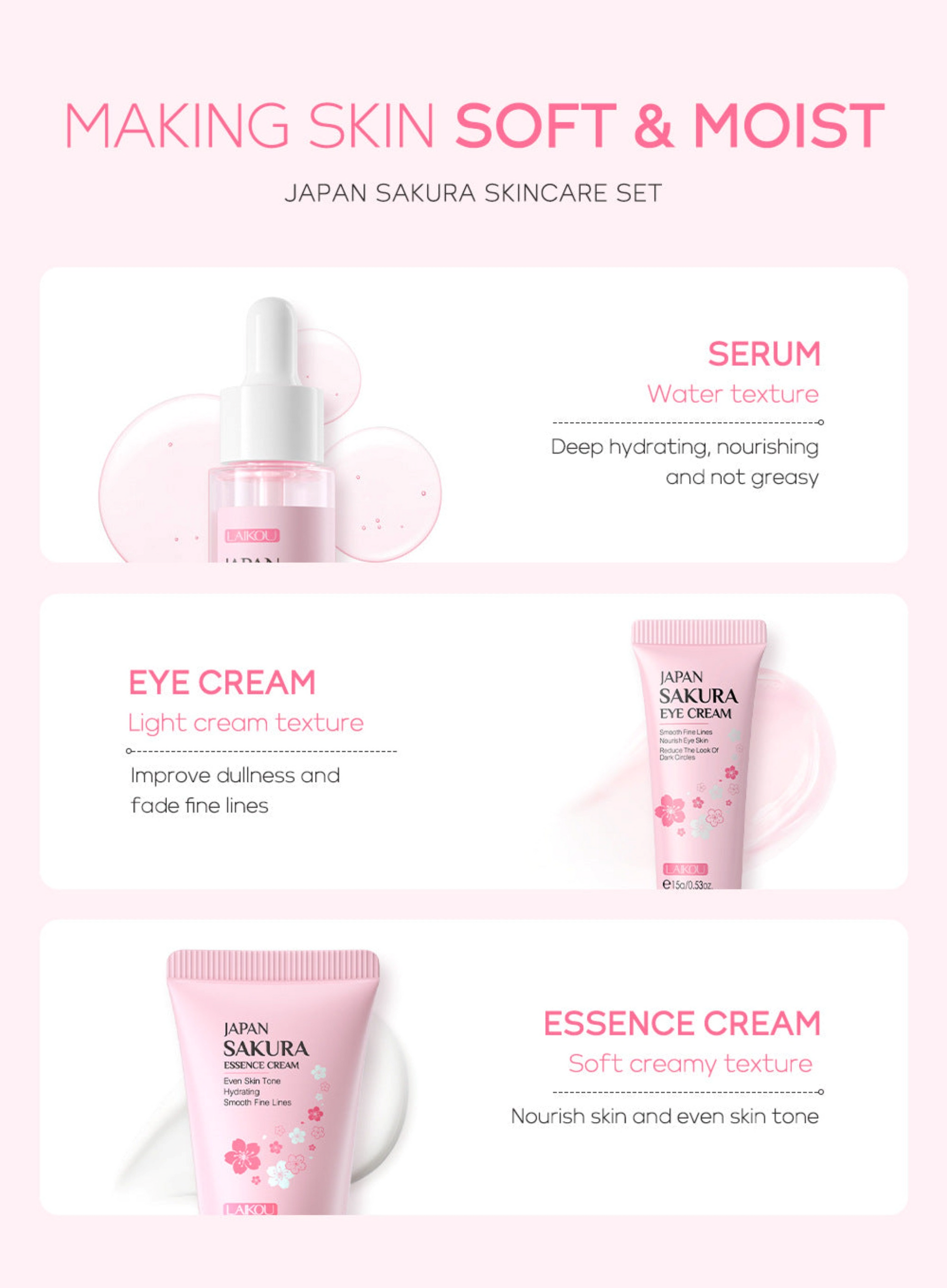 Japanese skincare set: eye cream, eye serum, and eye cream. Enhance your eye care routine with this comprehensive set.